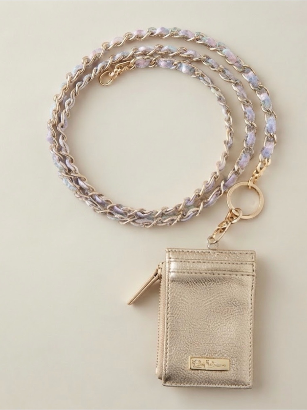 Lilly Pulitzer ID Badge Holder Lanyard, Soleil It On Me (Gold)